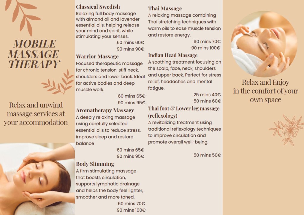 Profesissionalle Massage direkt an der Unterkunft auf KOrfu